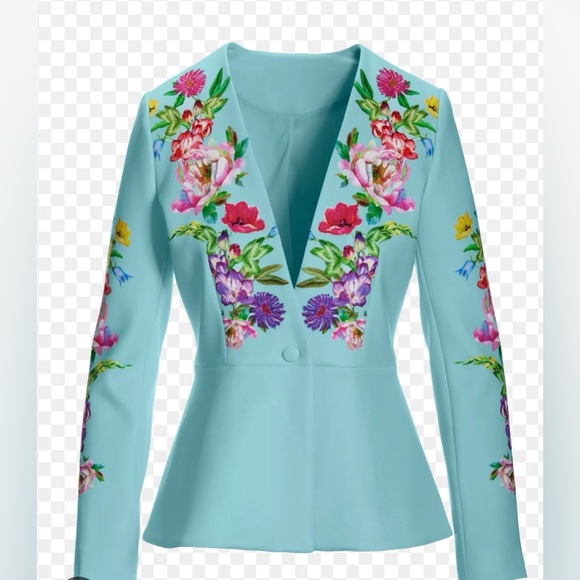 NWOT Boston Proper Garden Row Scuba Peplum Blazer - Picture 3 of 7